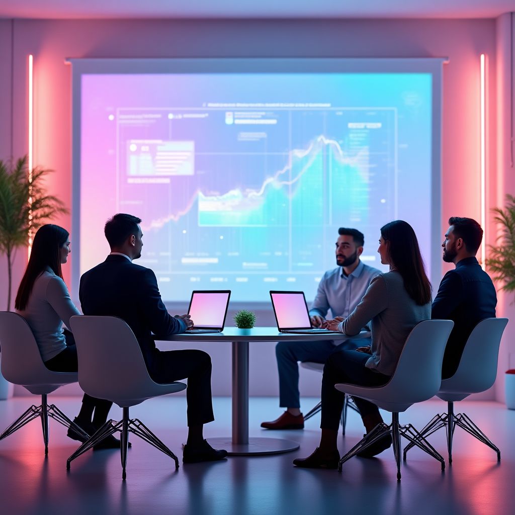 Equipo diseñando estrategia financiera